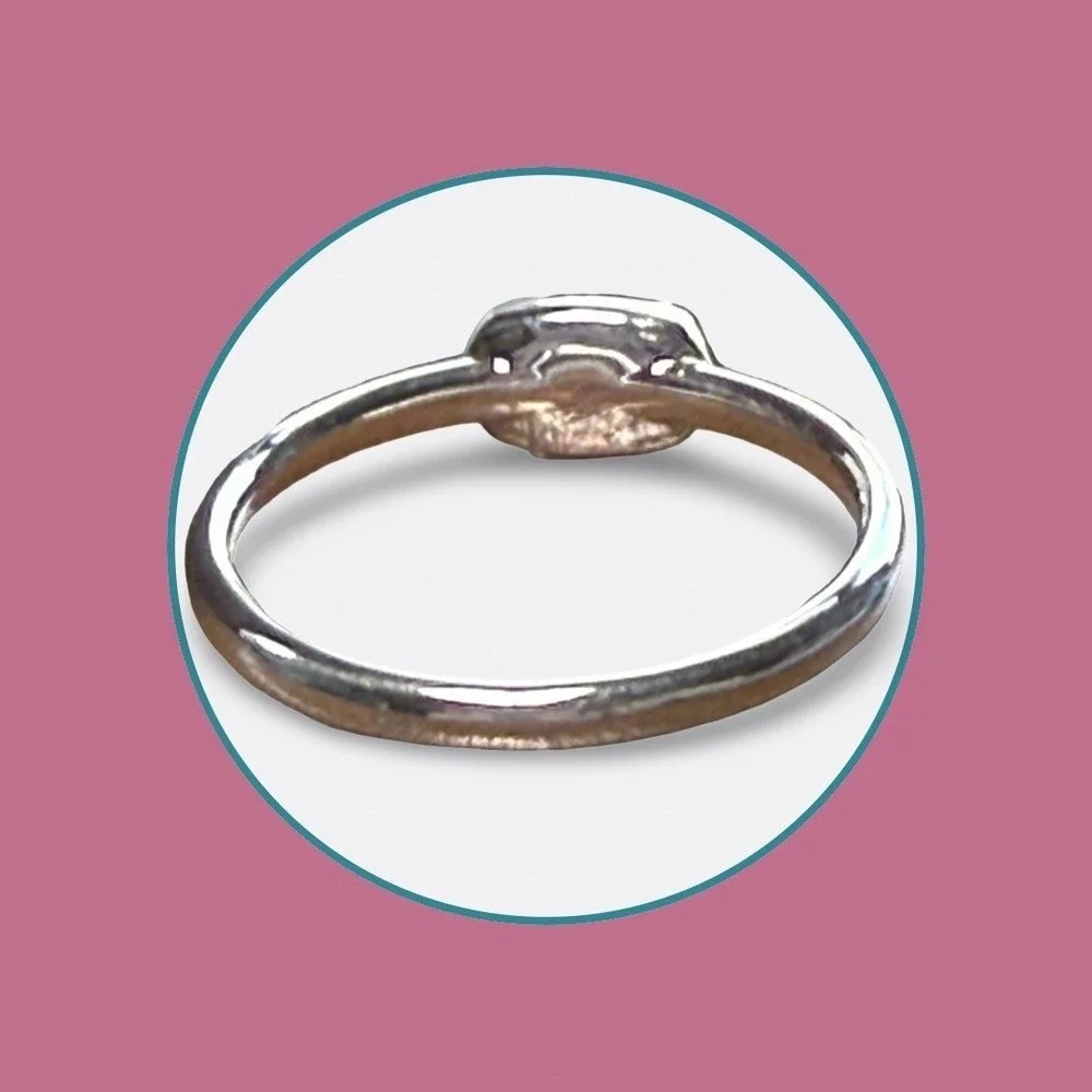 Kendra Scott Stackable Pink Tourmaline Stone‎ Ring 7.25 Silver Dainty Retired
